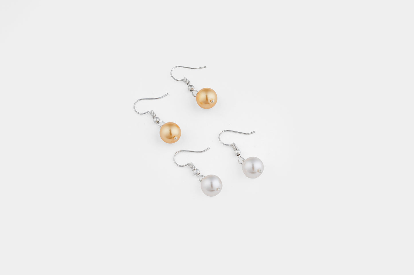 Golden And Beige Pearls Combo Earring Set