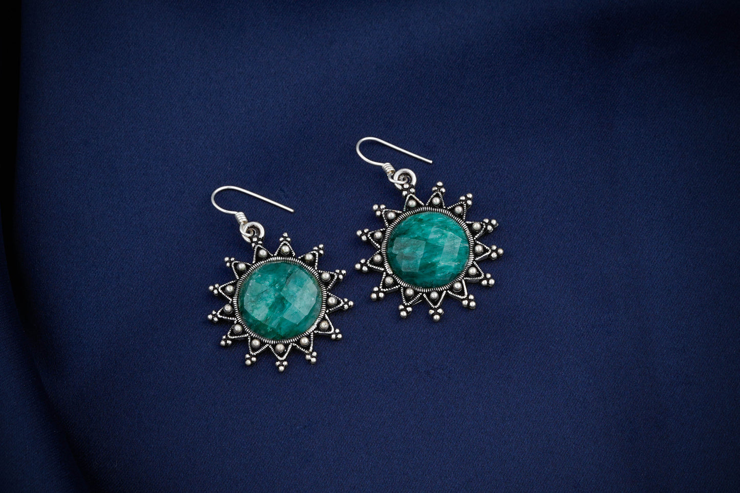 Emerald Silver Danglers