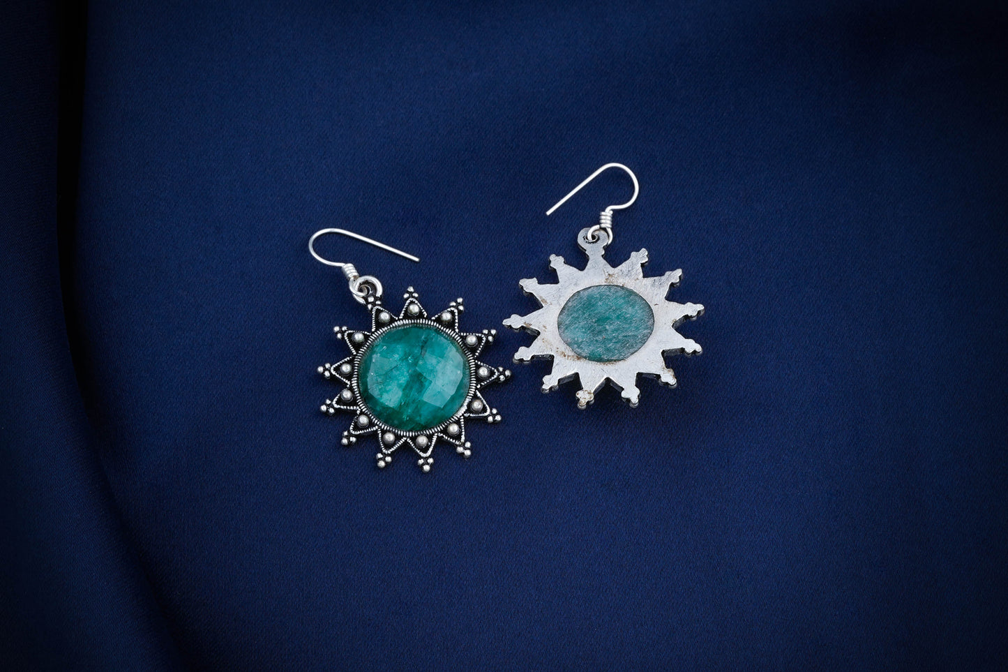Emerald Silver Danglers