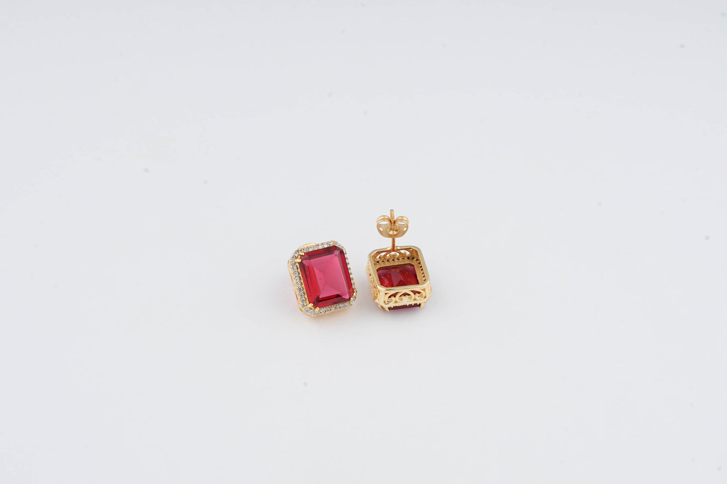 Ruby And Zircon Studs