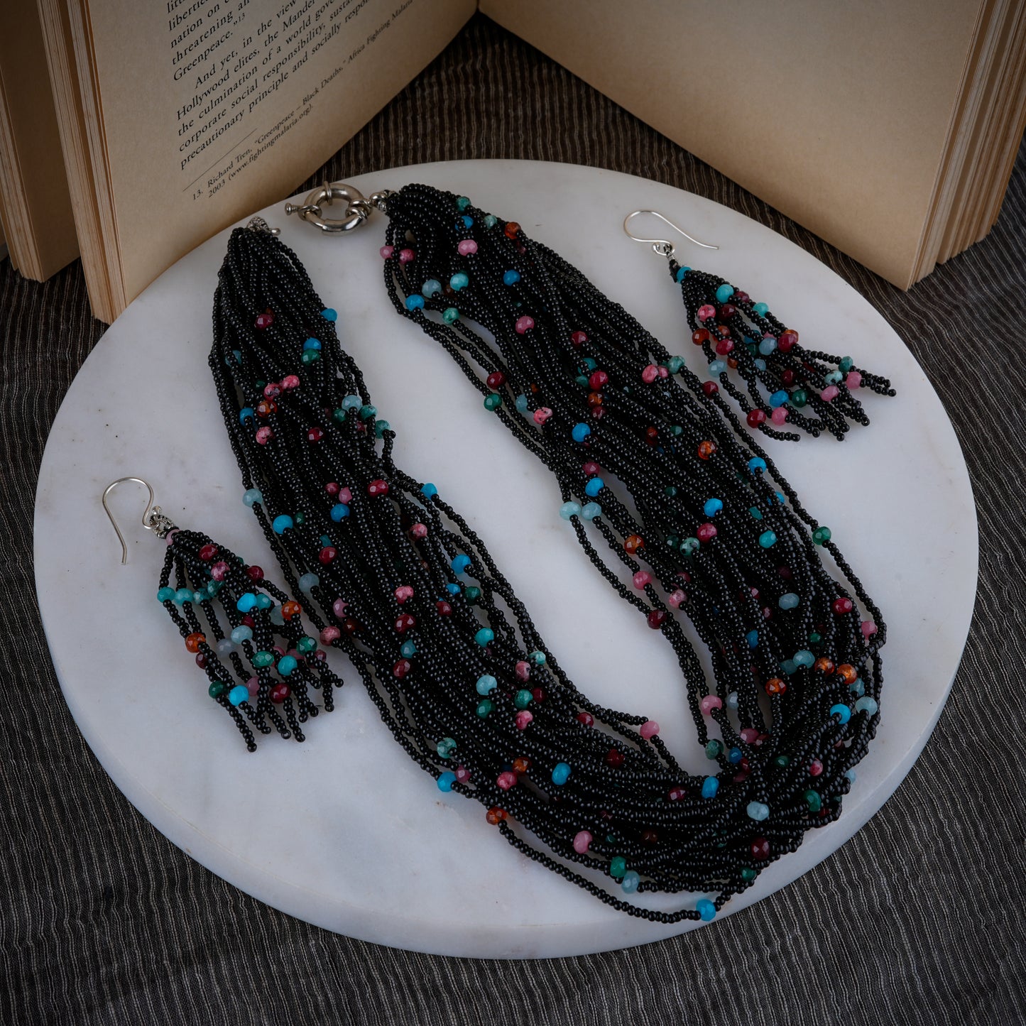 Unique Black Layered Beauty Necklace Set