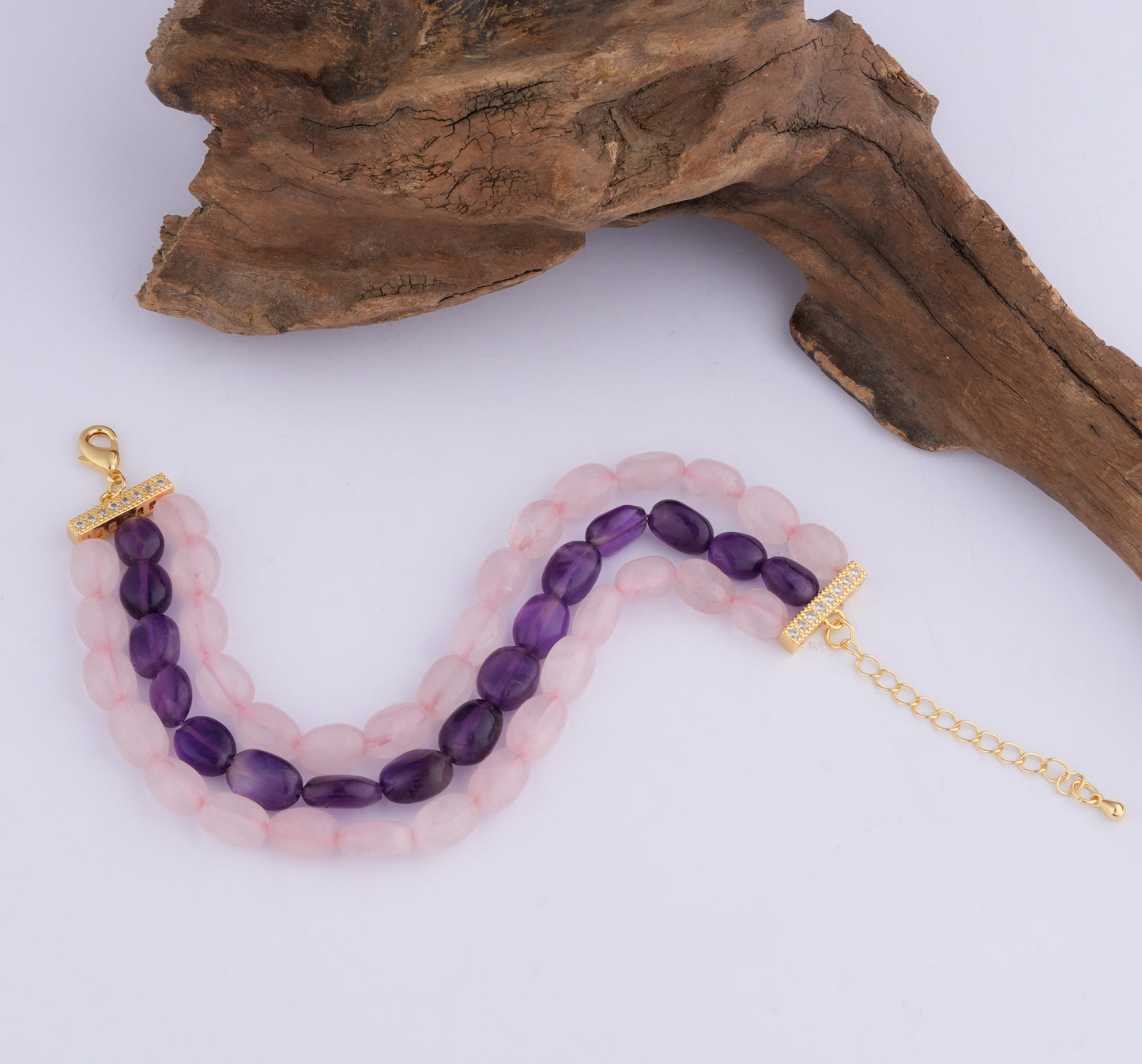 Rose Quartz And Amethyst Healing Bracelet