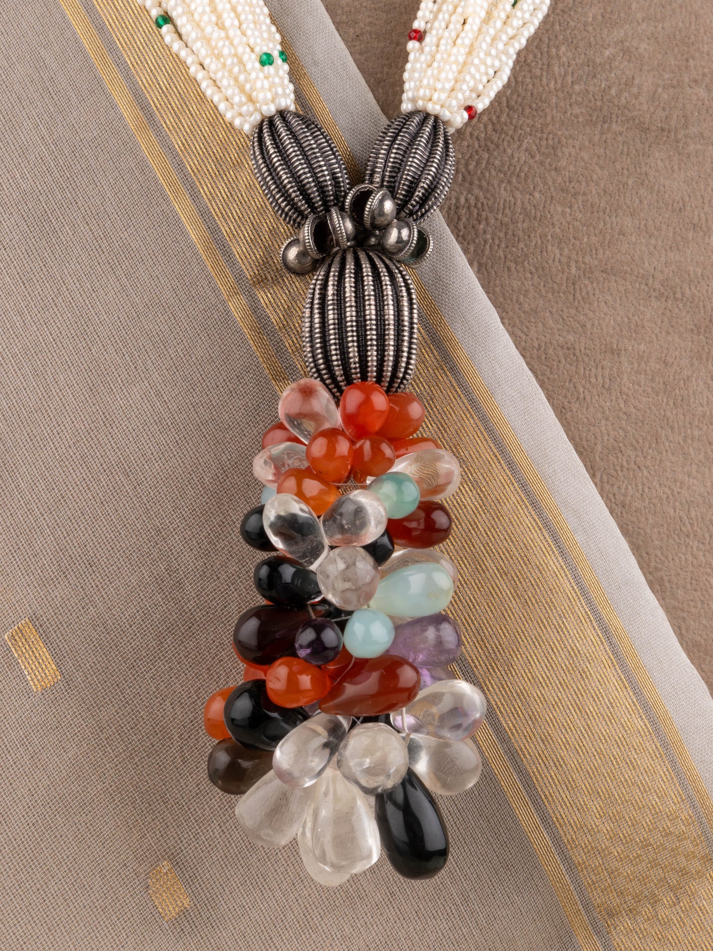 The Stone Bunch Silver Necklace