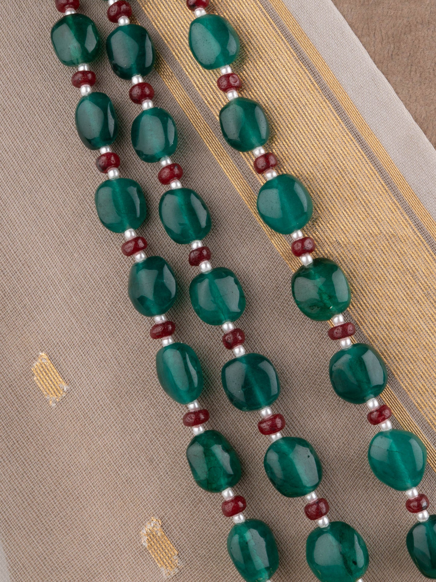 Royal Green And Gold Plated Silver Necklace