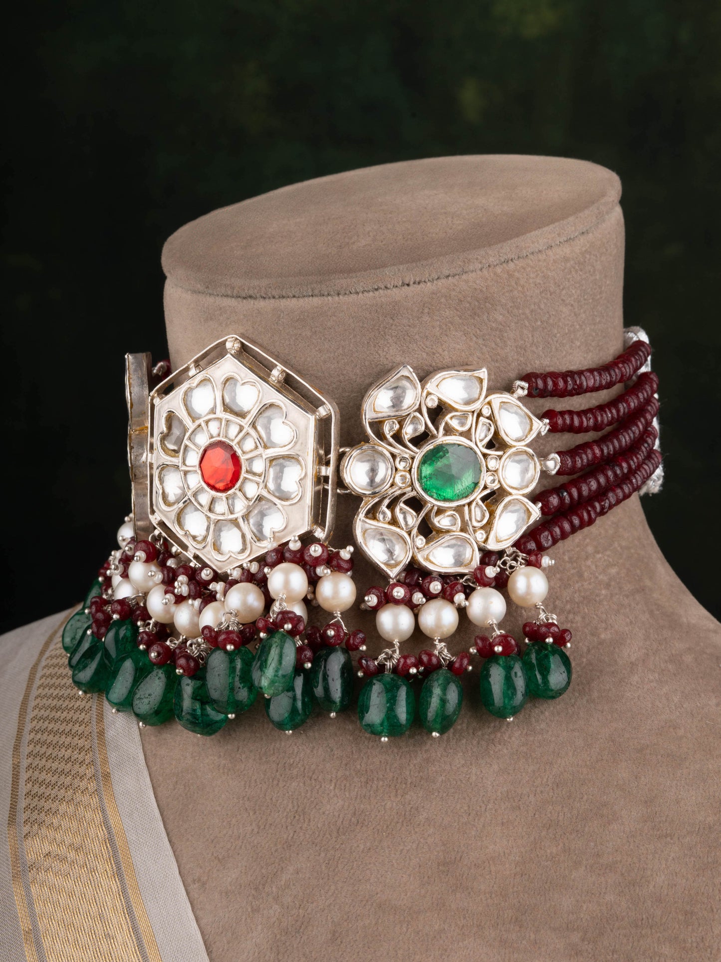 Silver Kundan Designer Choker Set