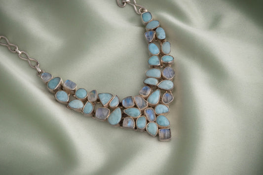 Silver Larimar Statement Necklace