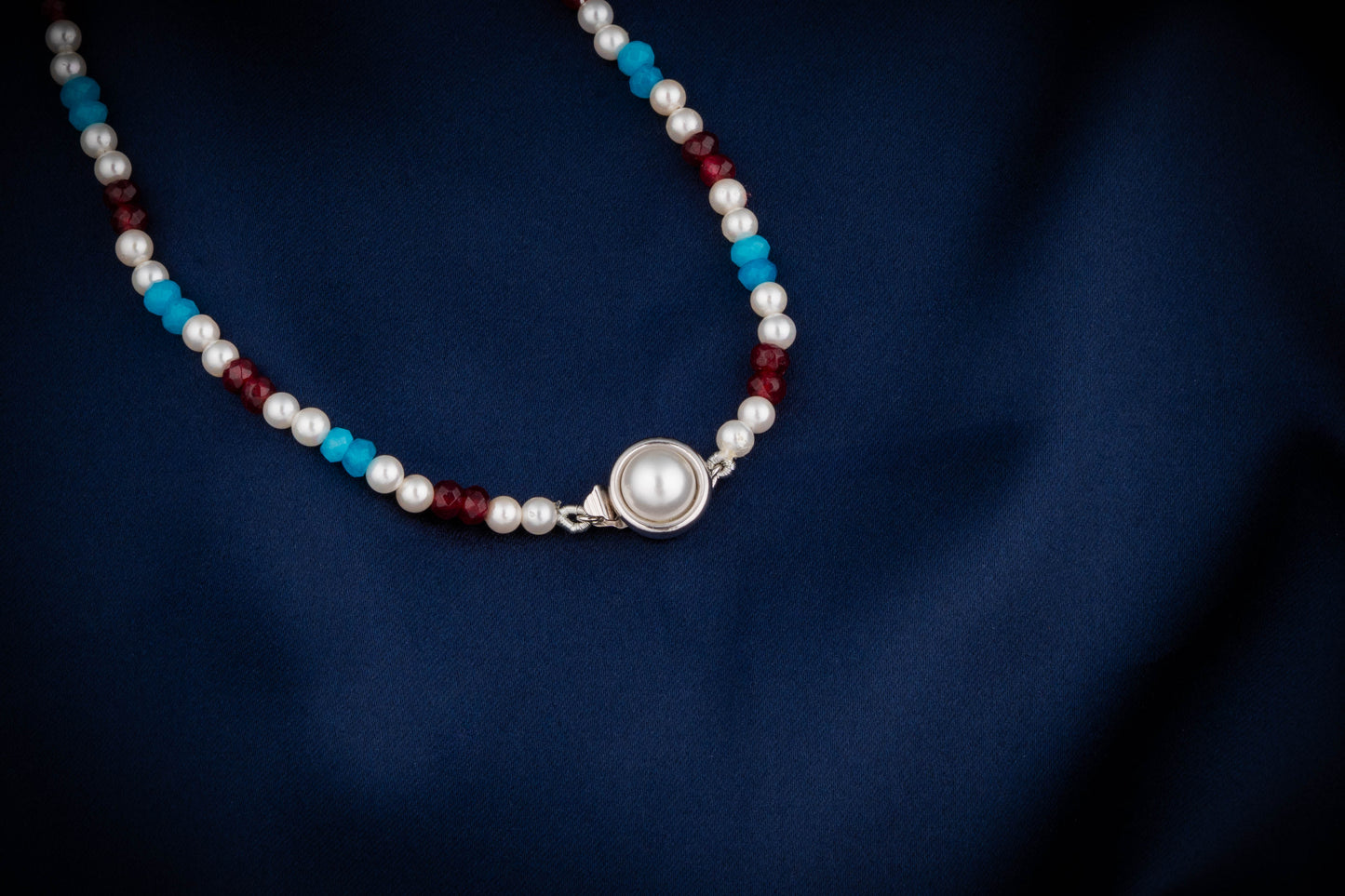 Hand Painted Enamel Lotus Silver Necklace Set