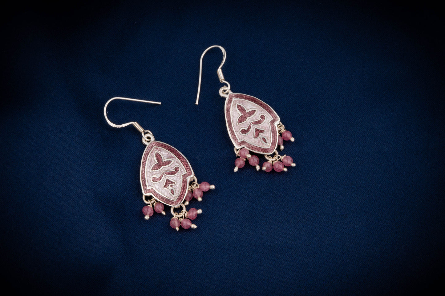Hand Painted Kali Gulab Enamel Silver Necklace Set