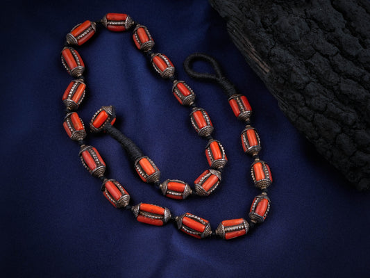 Tibetan Silver Coral Beads Necklace