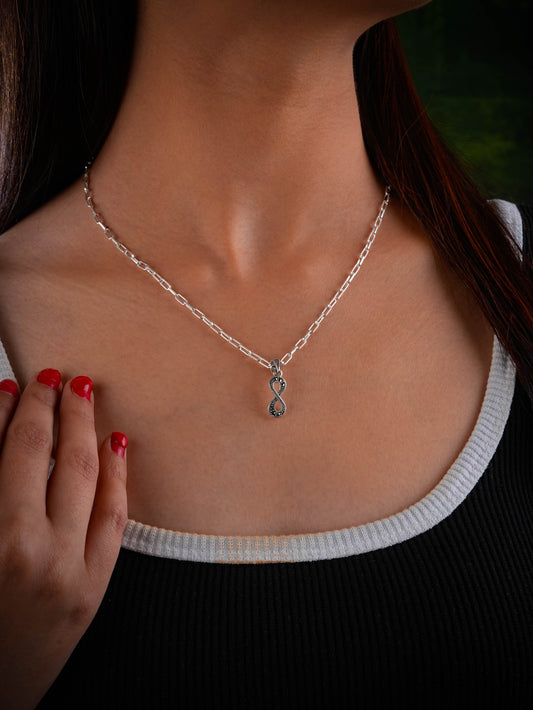 Silver Marcasite Infinity Pendant Necklace