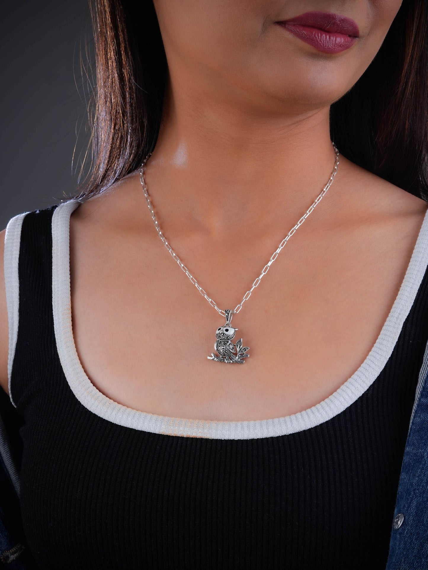 Wise Owl Marcasite Pendant