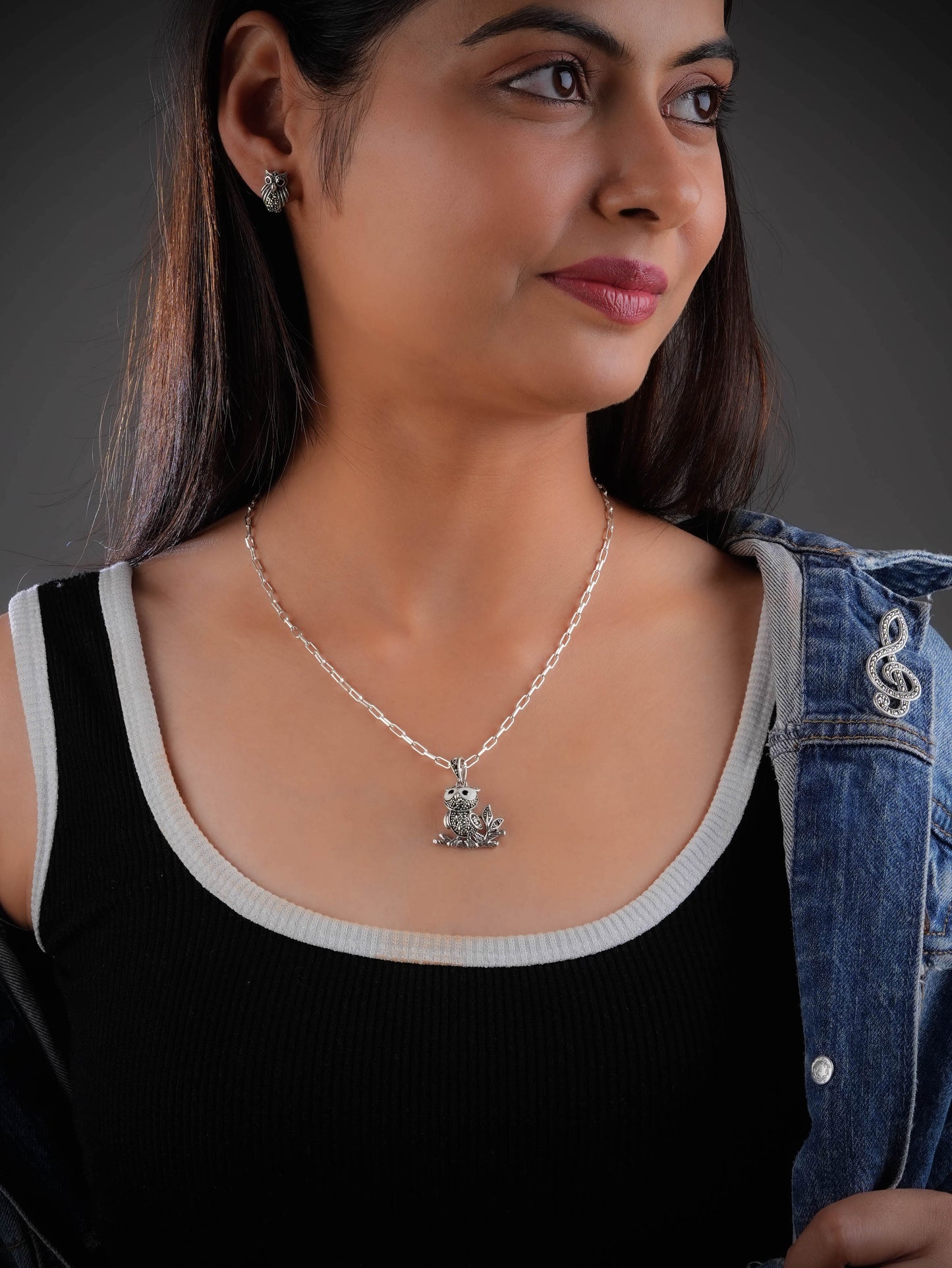 Wise Owl Marcasite Pendant