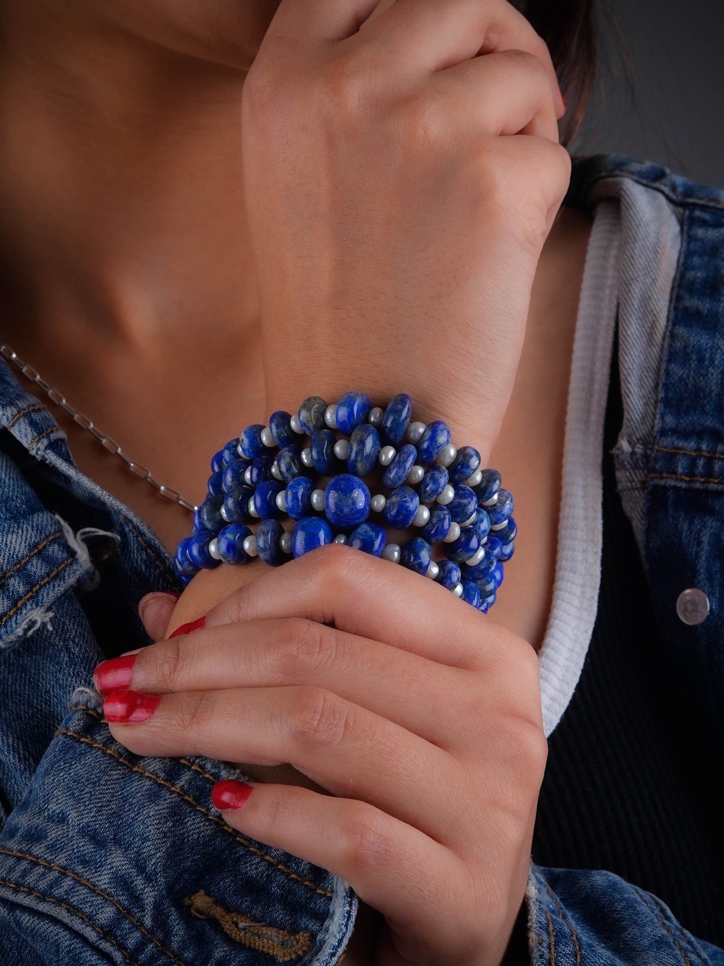 Lapis Lazuli Pearl Luxe Bracelet