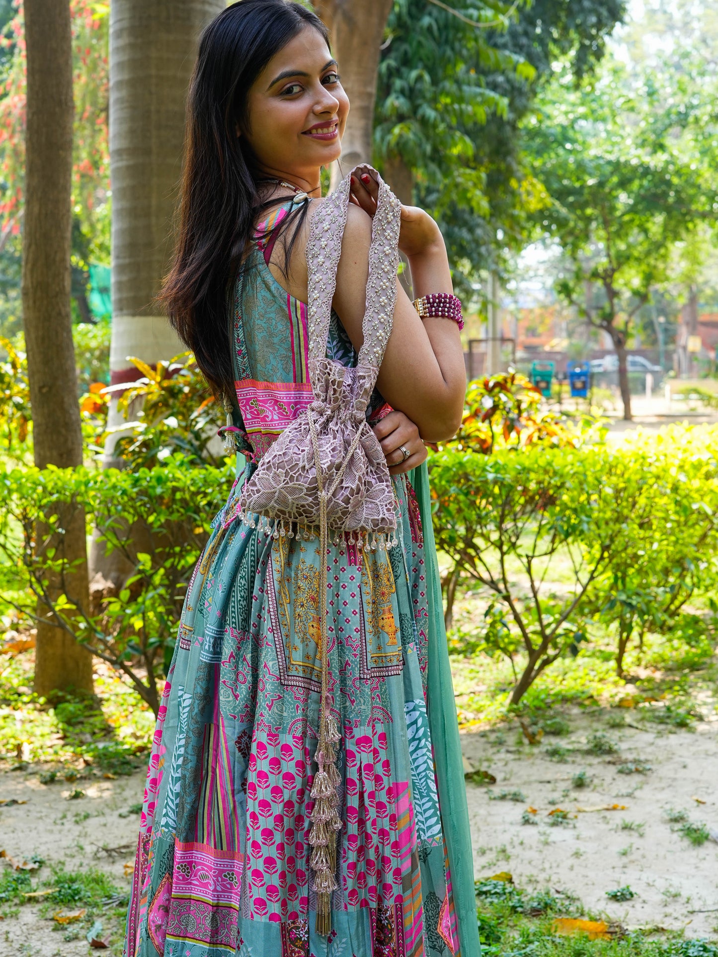 Lacy Blush Salmon Pink Potli