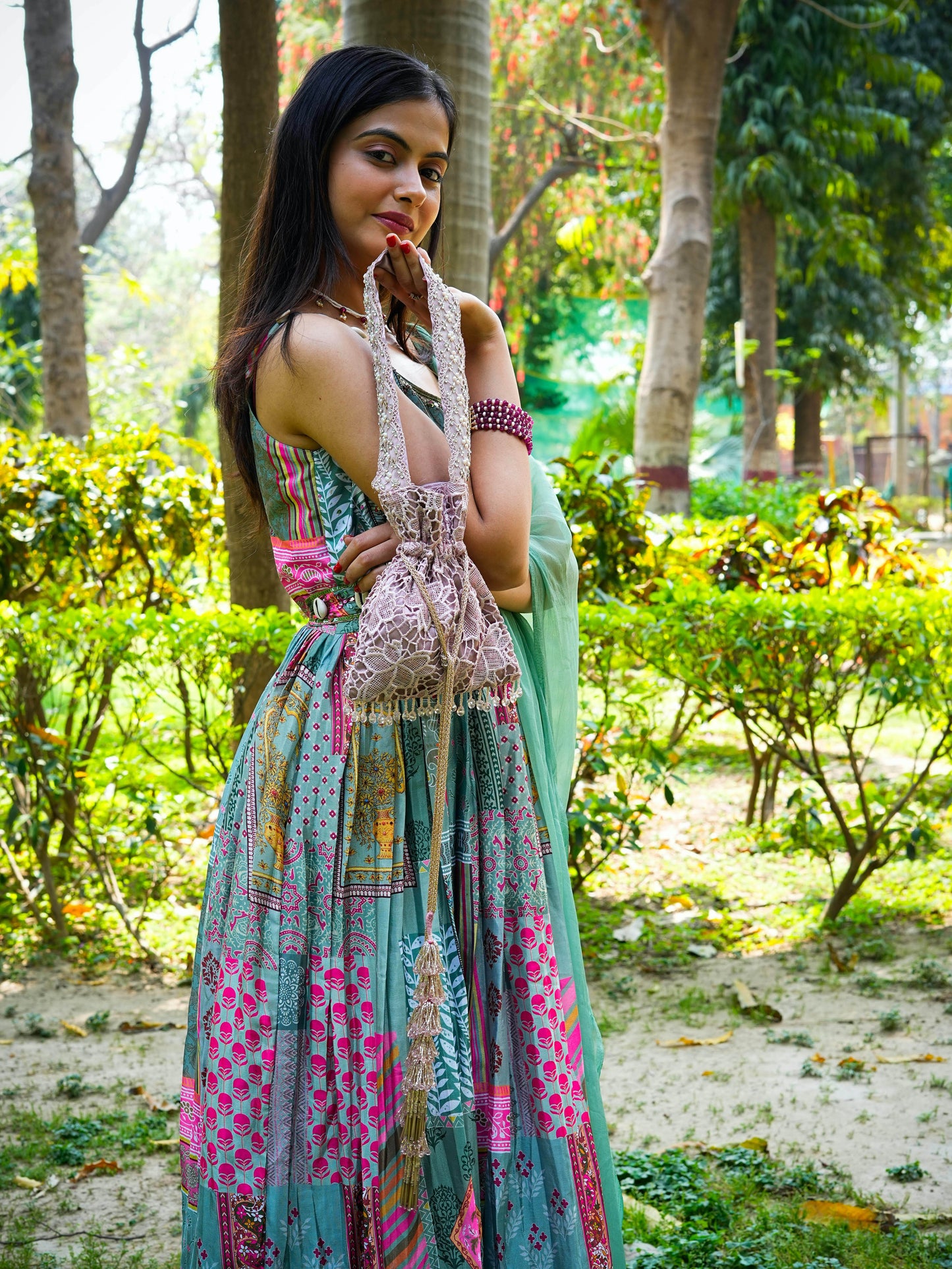 Lacy Blush Salmon Pink Potli