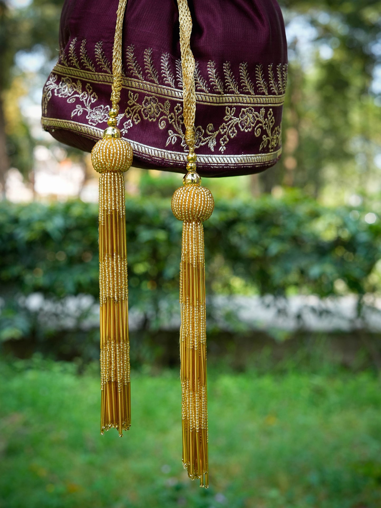 Red Wine Banarasi Potli