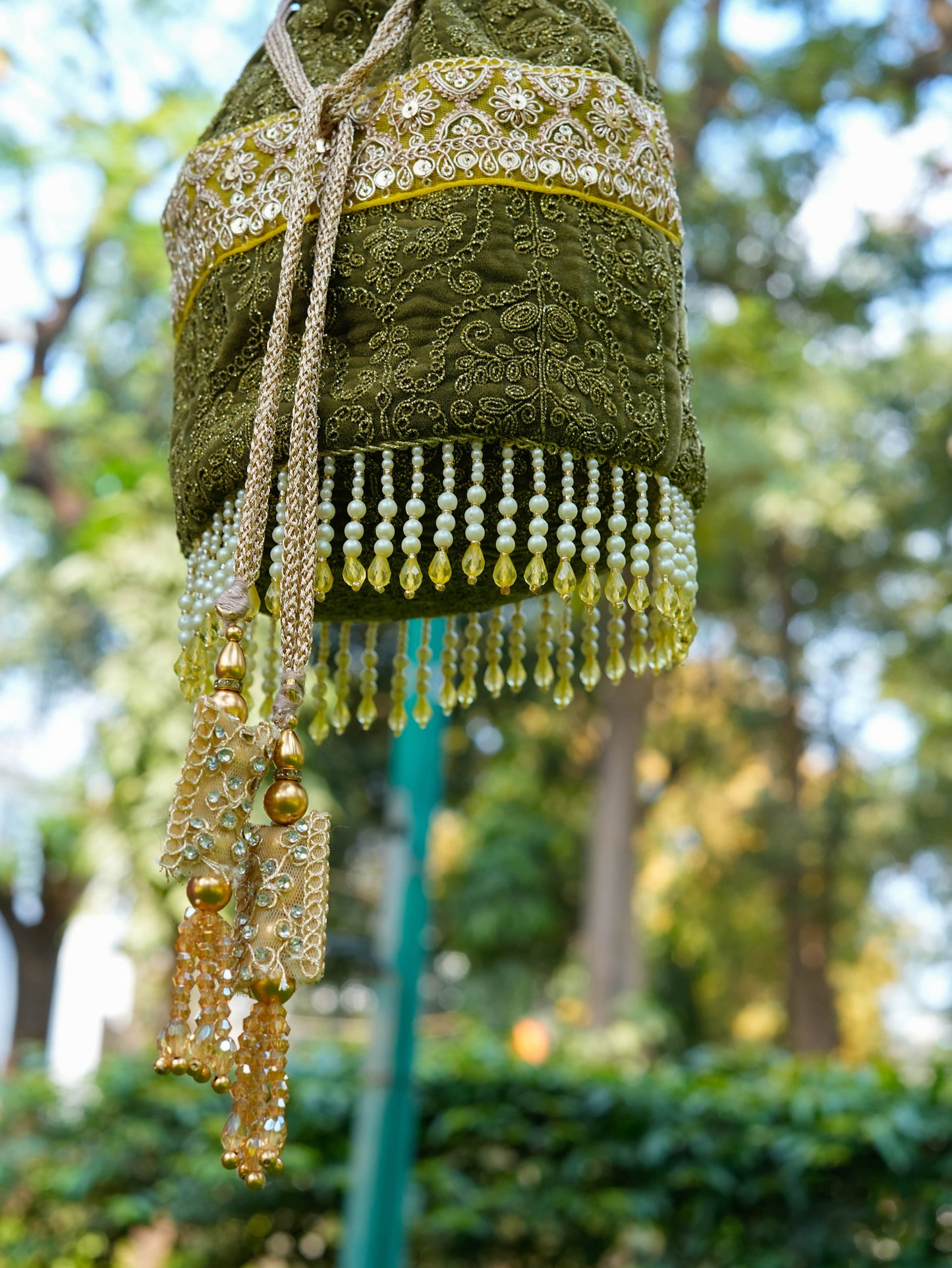 Olive Opulence Velvet Potli