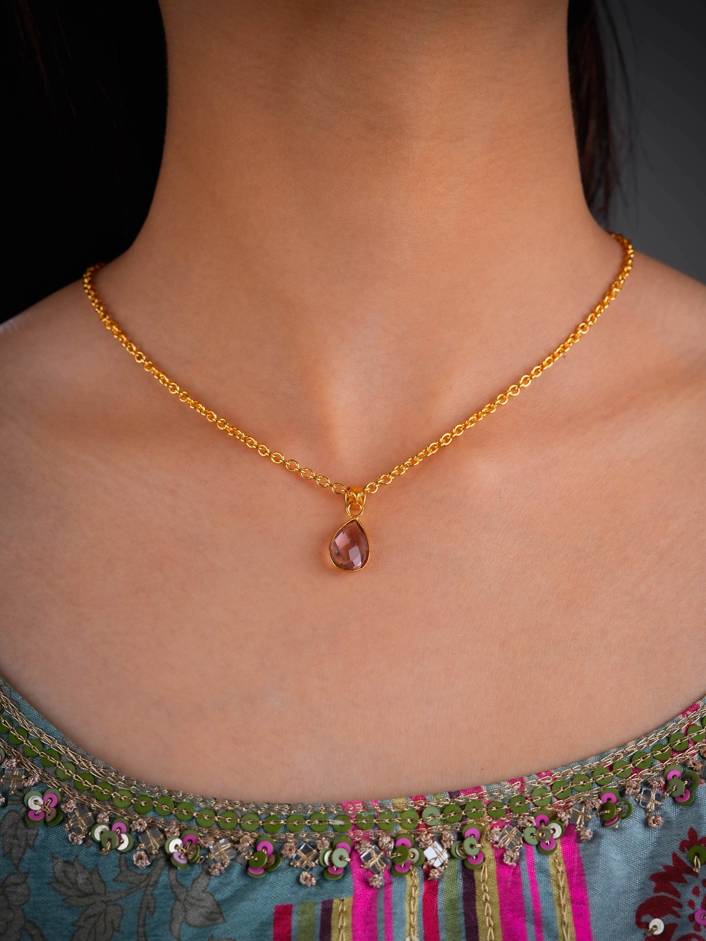 Rose Quartz Minimal Pendant Set