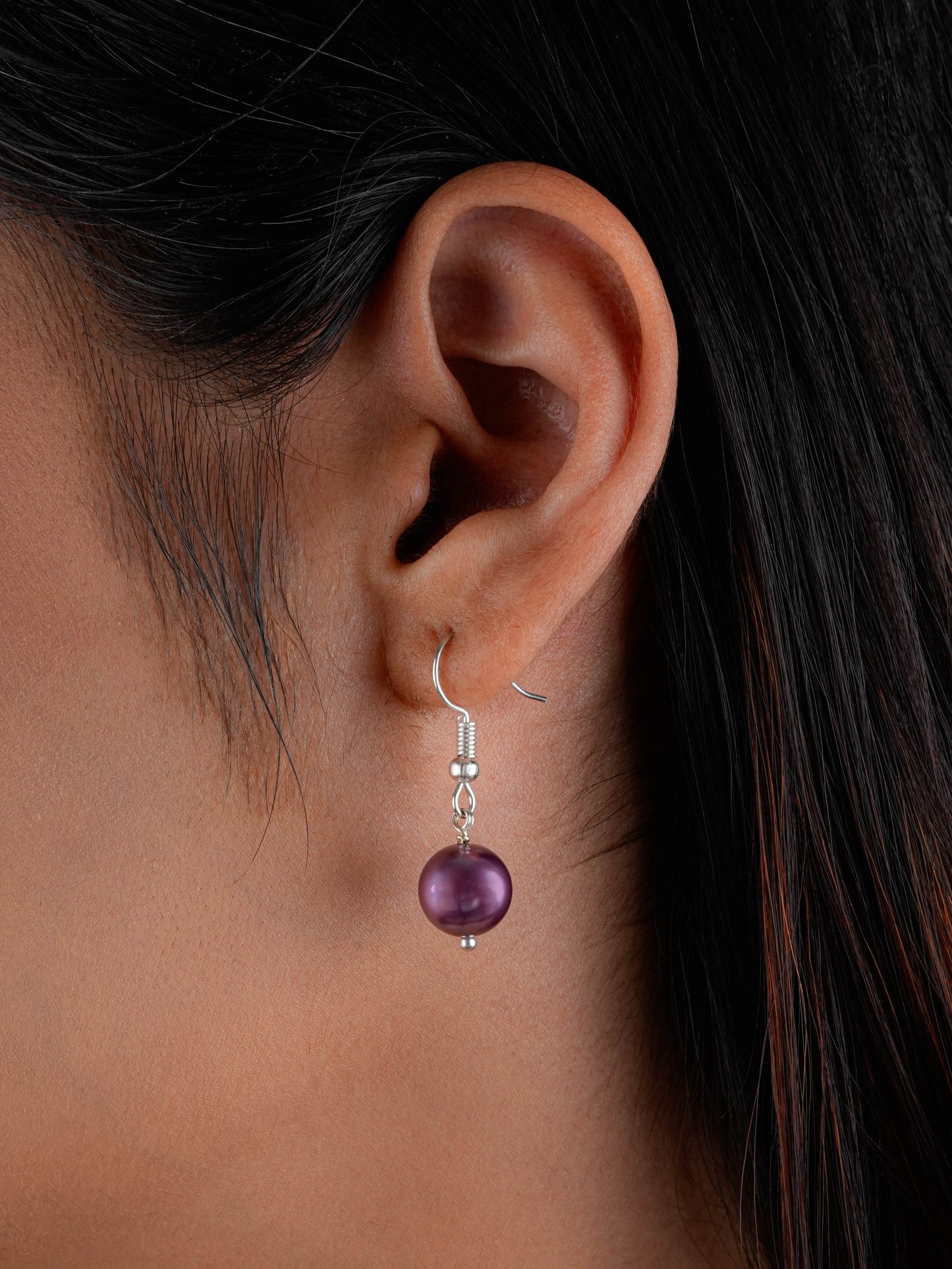 Peach And Violet Pearl Combo  Earrings