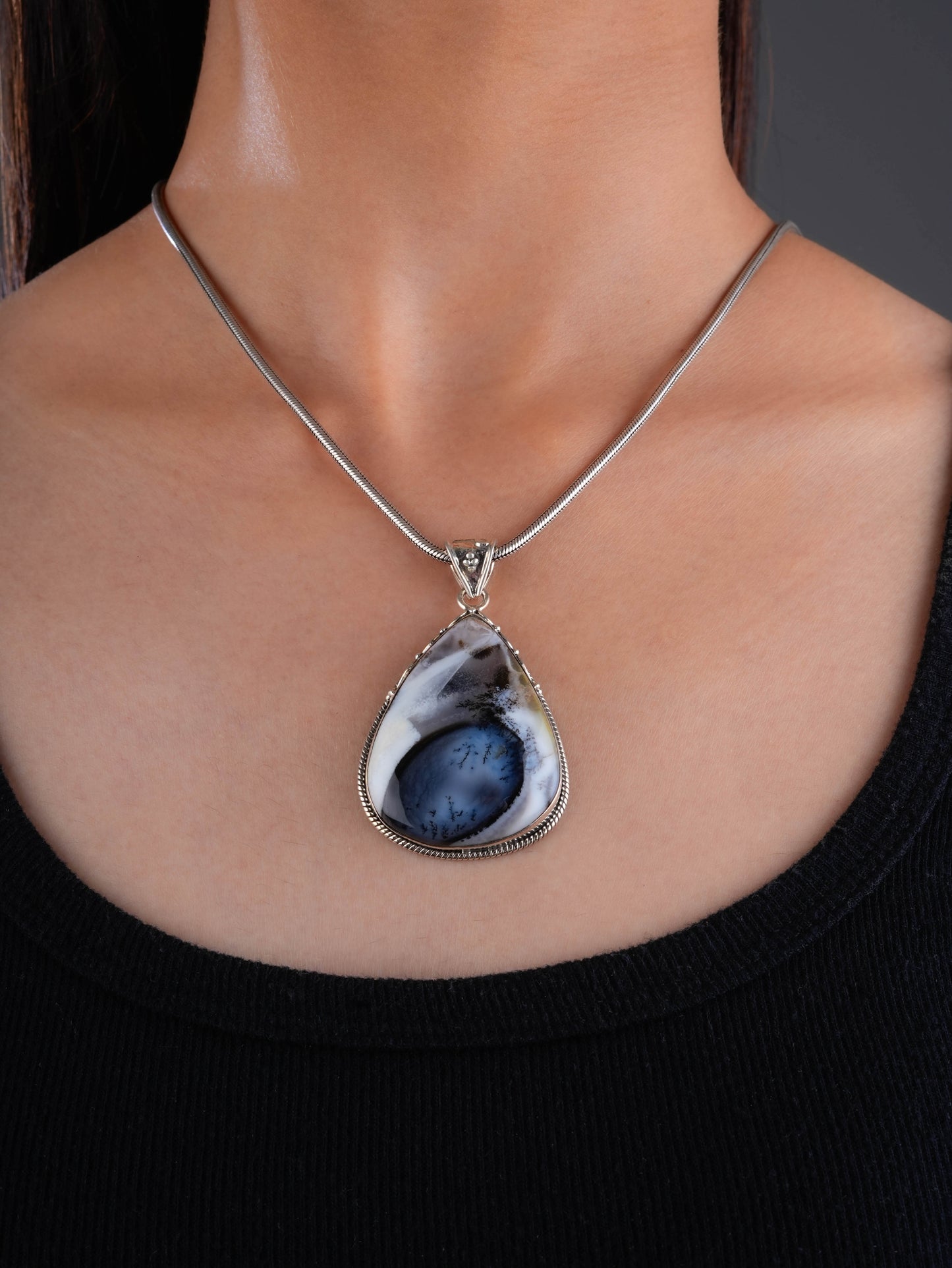Dendrite Opal Drop Pendant