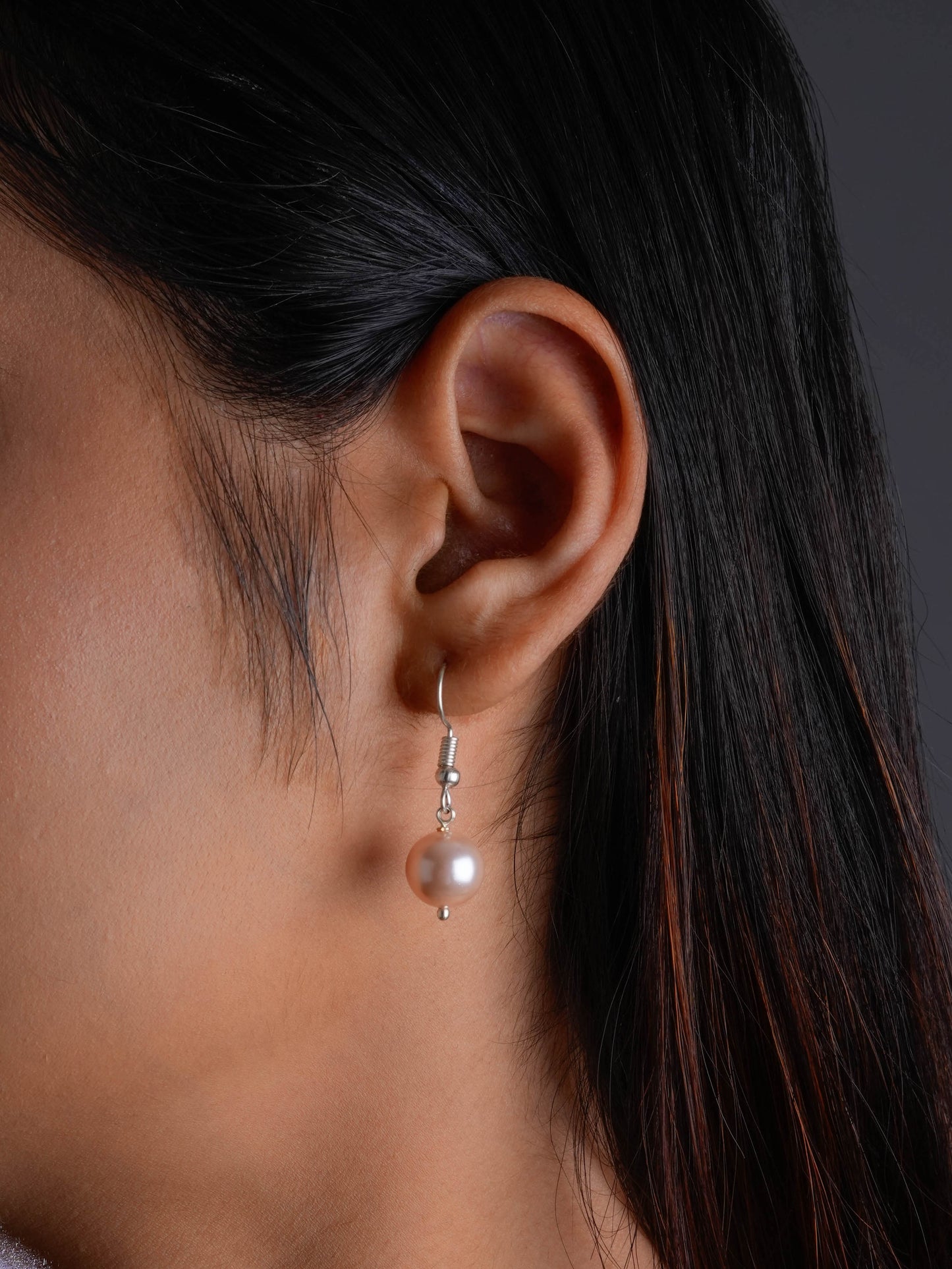 Peach And Violet Pearl Combo  Earrings