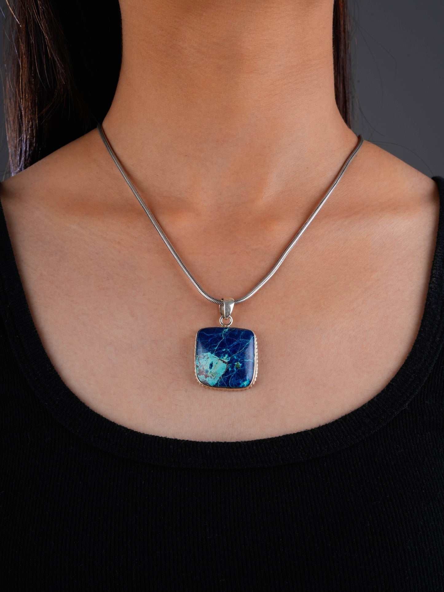 The Chrysocolla Square Pendant
