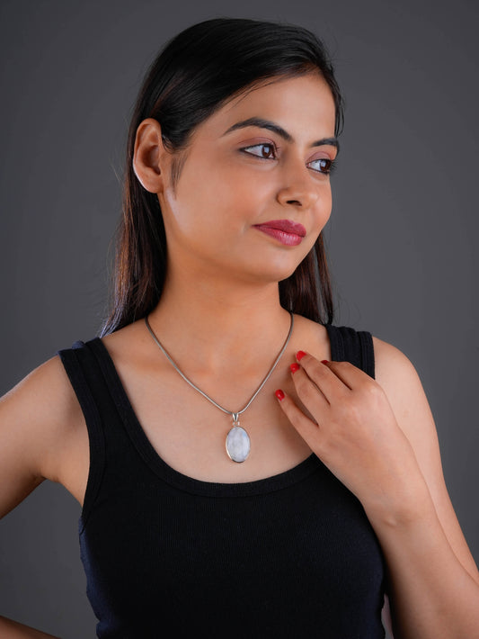 Moonstone Oval Silver Pendant