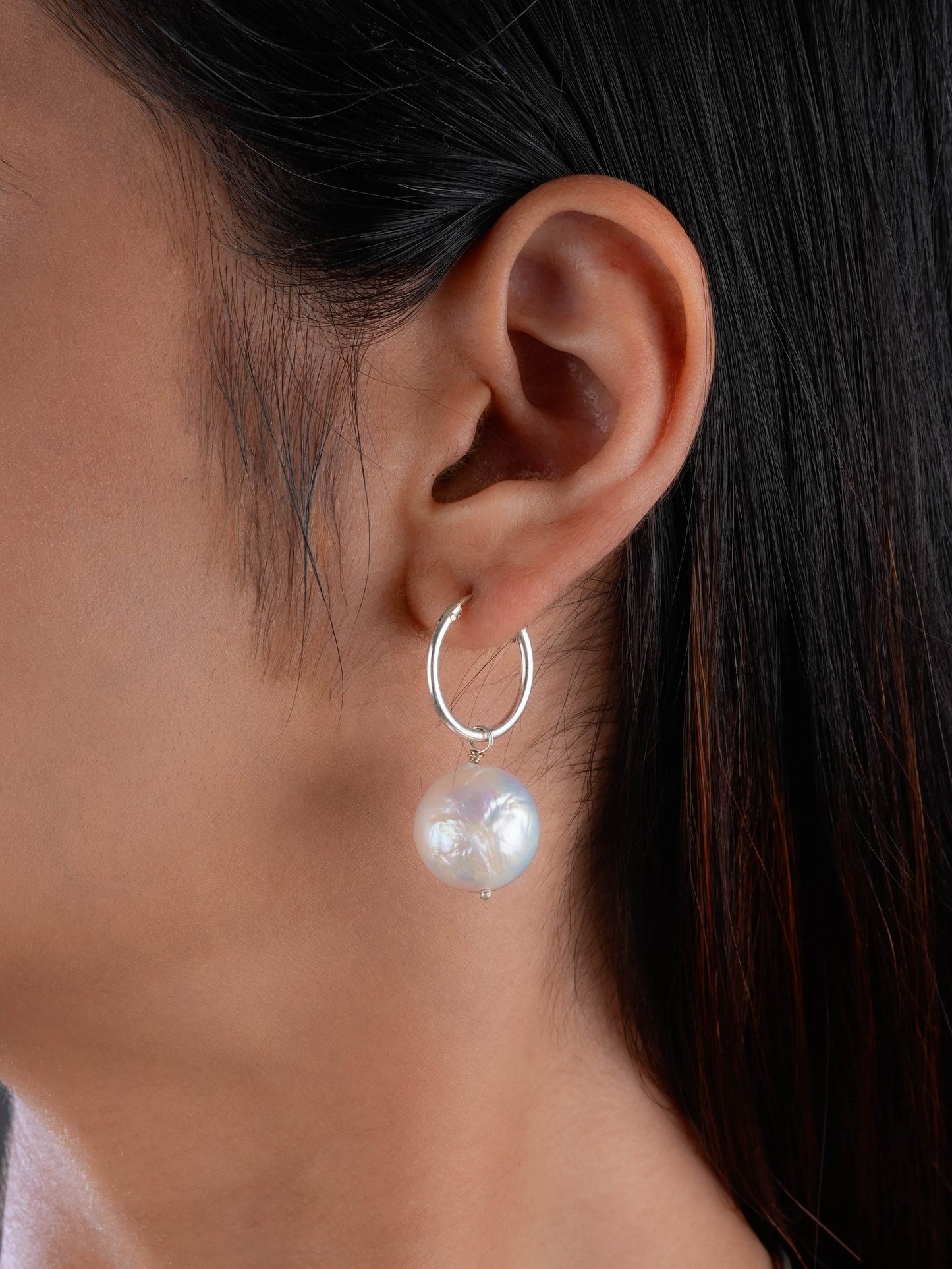 Ivory Whispers Pearl Hoops