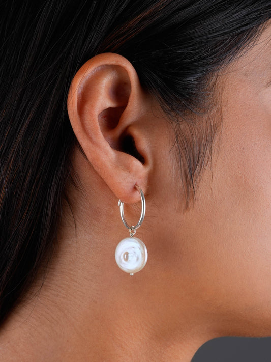 Pure Radiance Coin Pearl Hoops