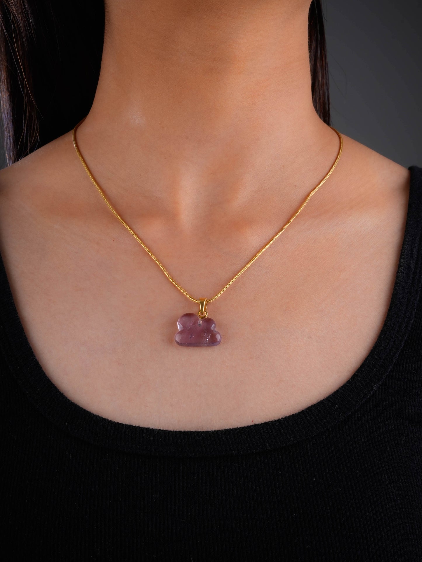 Amethyst Cloud In Gold Plated Silver Chain