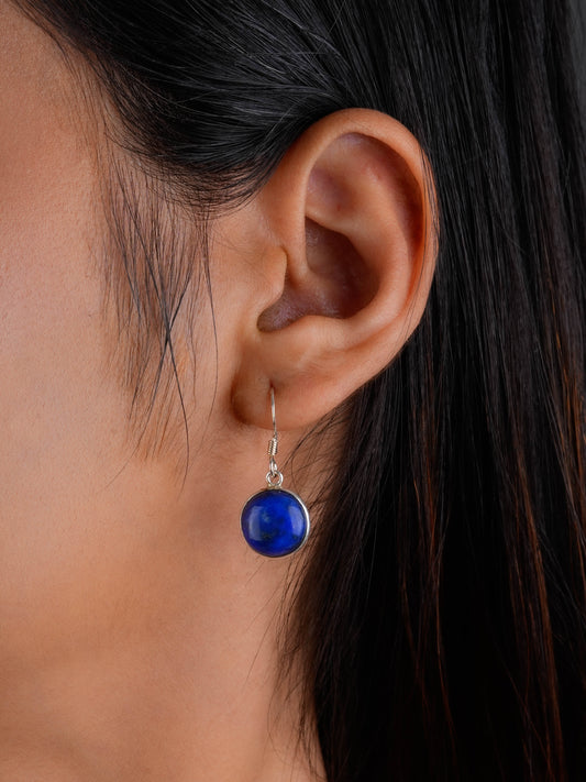Round Stone Silver Earrings