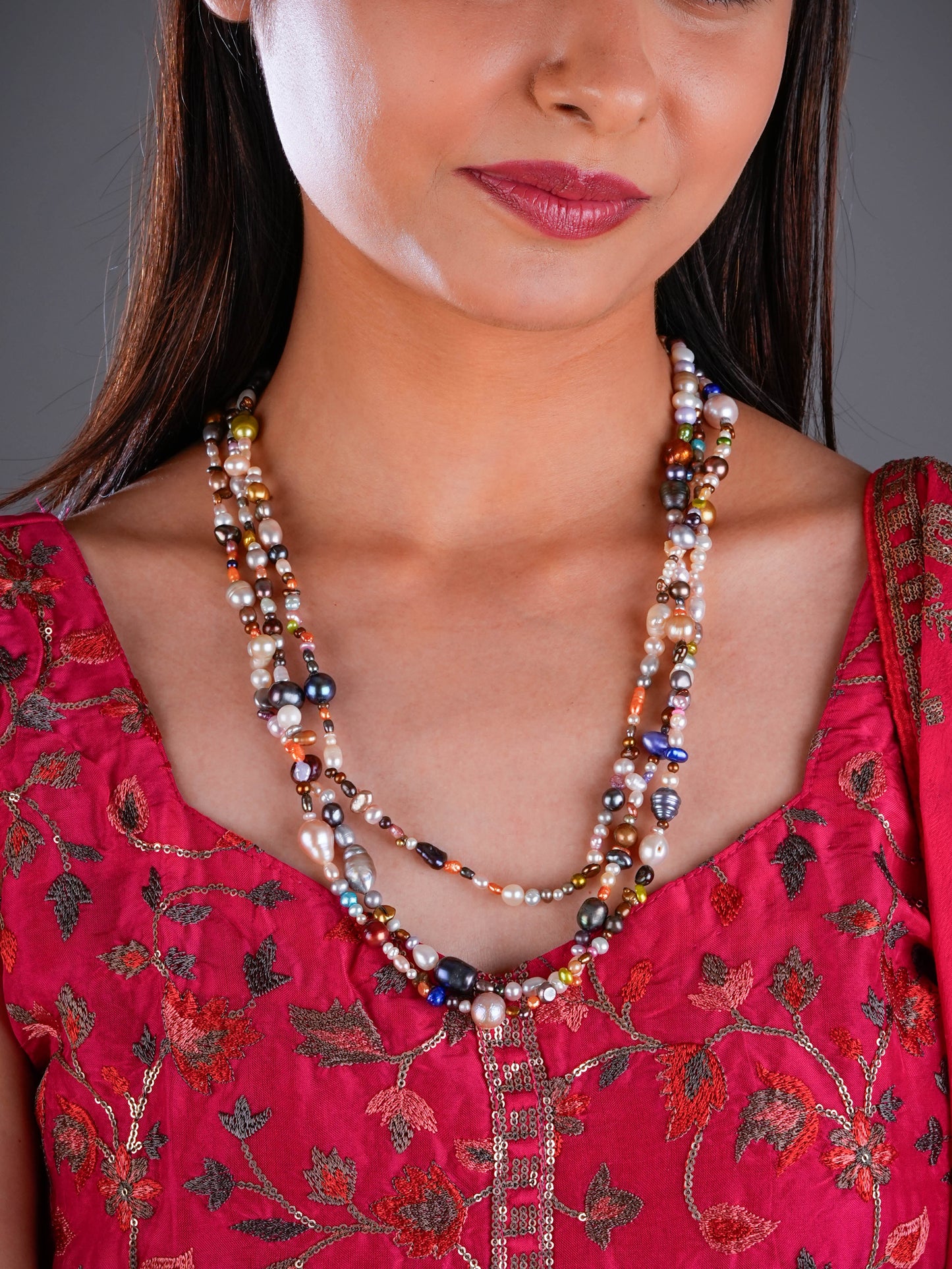 Multicoloured Freshwater Long Styling Necklace