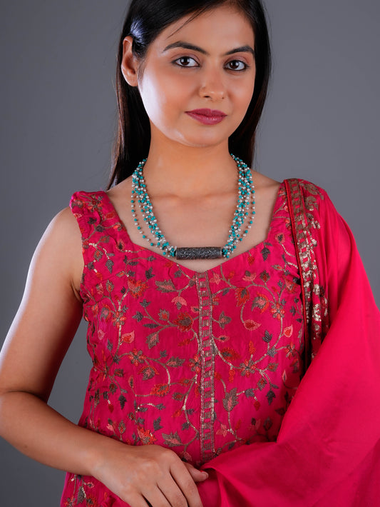 Turquoise Pearl Silver Necklace