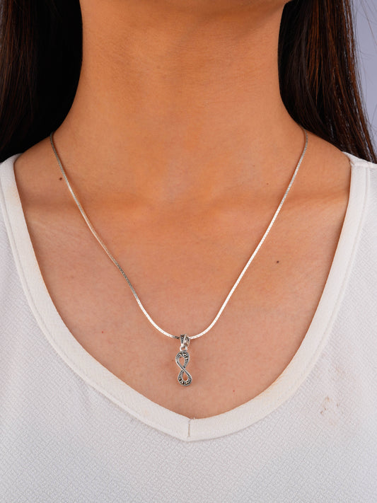 Silver Marcasite Infinity Pendant Necklace