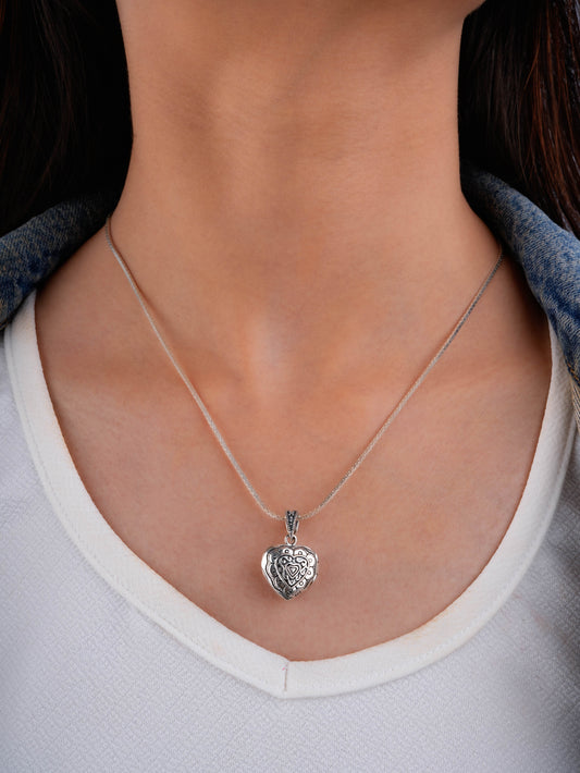 Eternal Embrace: Open Heart Marcasite Pendant