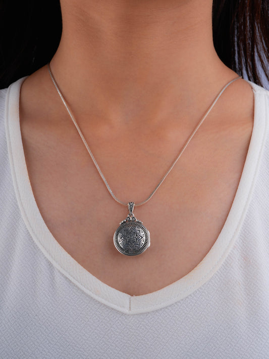 Celestial Star: Sterling Silver Mandala Openable Pendant