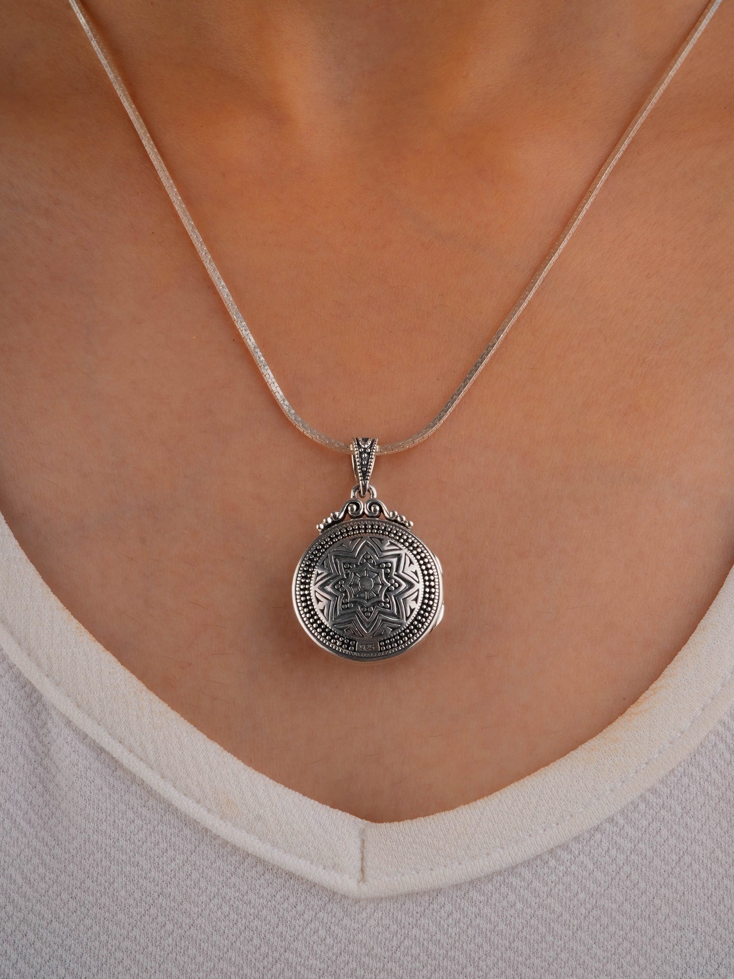 Celestial Star: Sterling Silver Mandala Openable Pendant