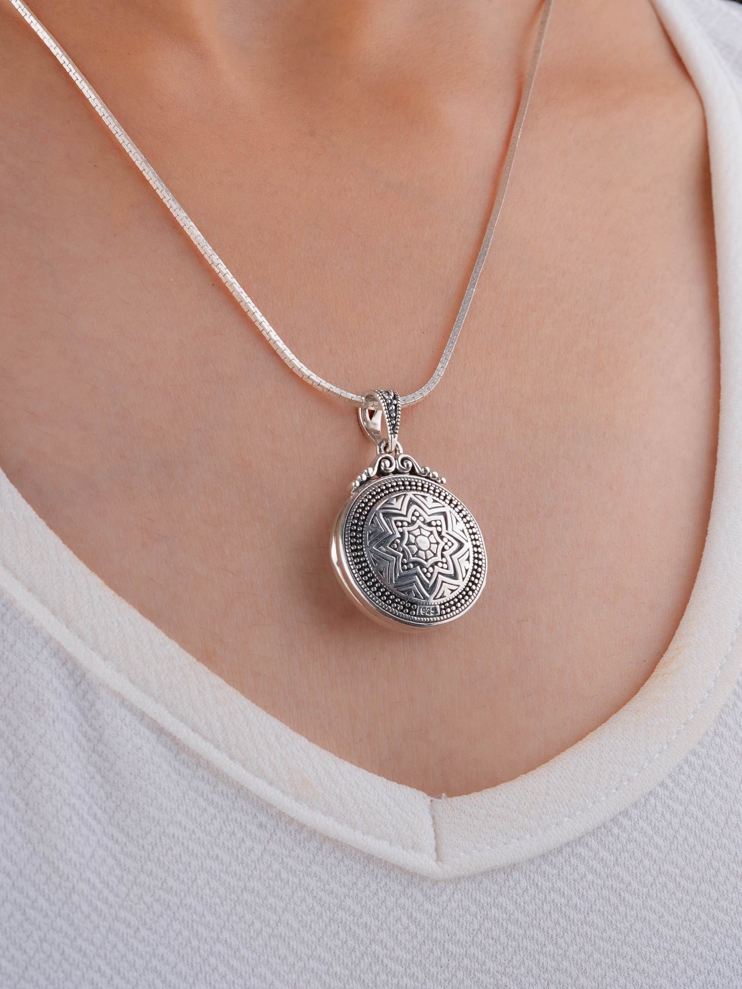 Celestial Star: Sterling Silver Mandala Openable Pendant