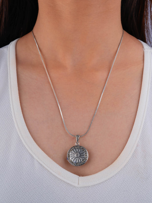 Sterling Silver Marcasite Mandala Pendant