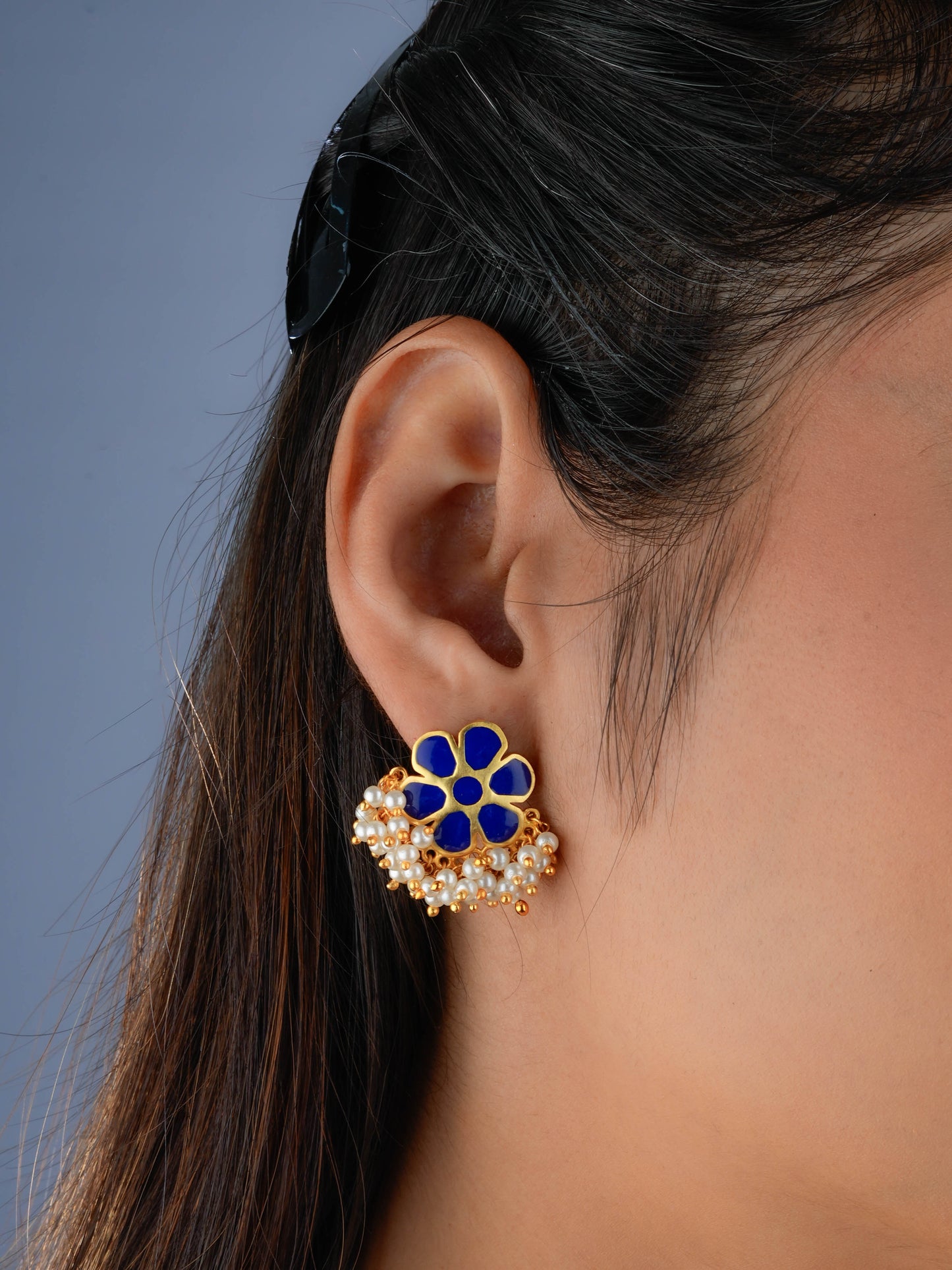 Mogra Studs (Blue)