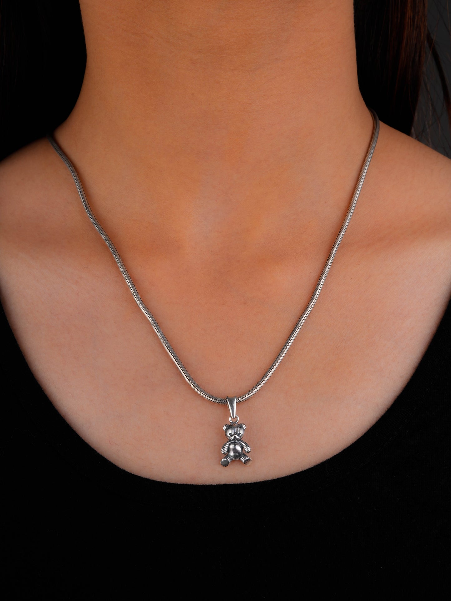 Cute Teddy Silver Baby Pendant