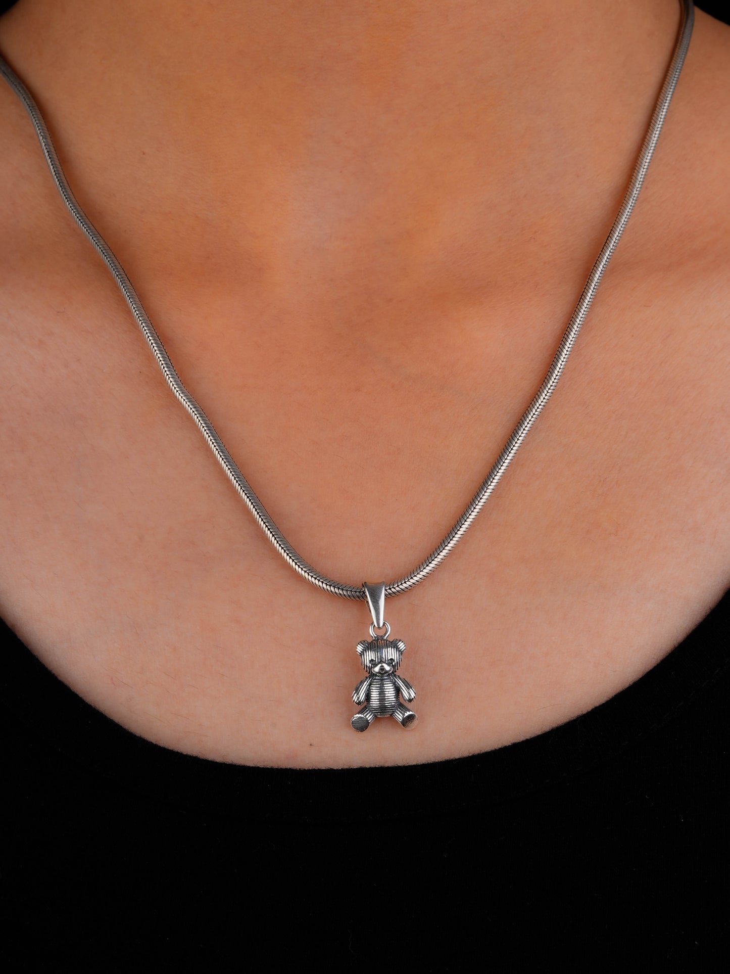 Cute Teddy Silver Baby Pendant