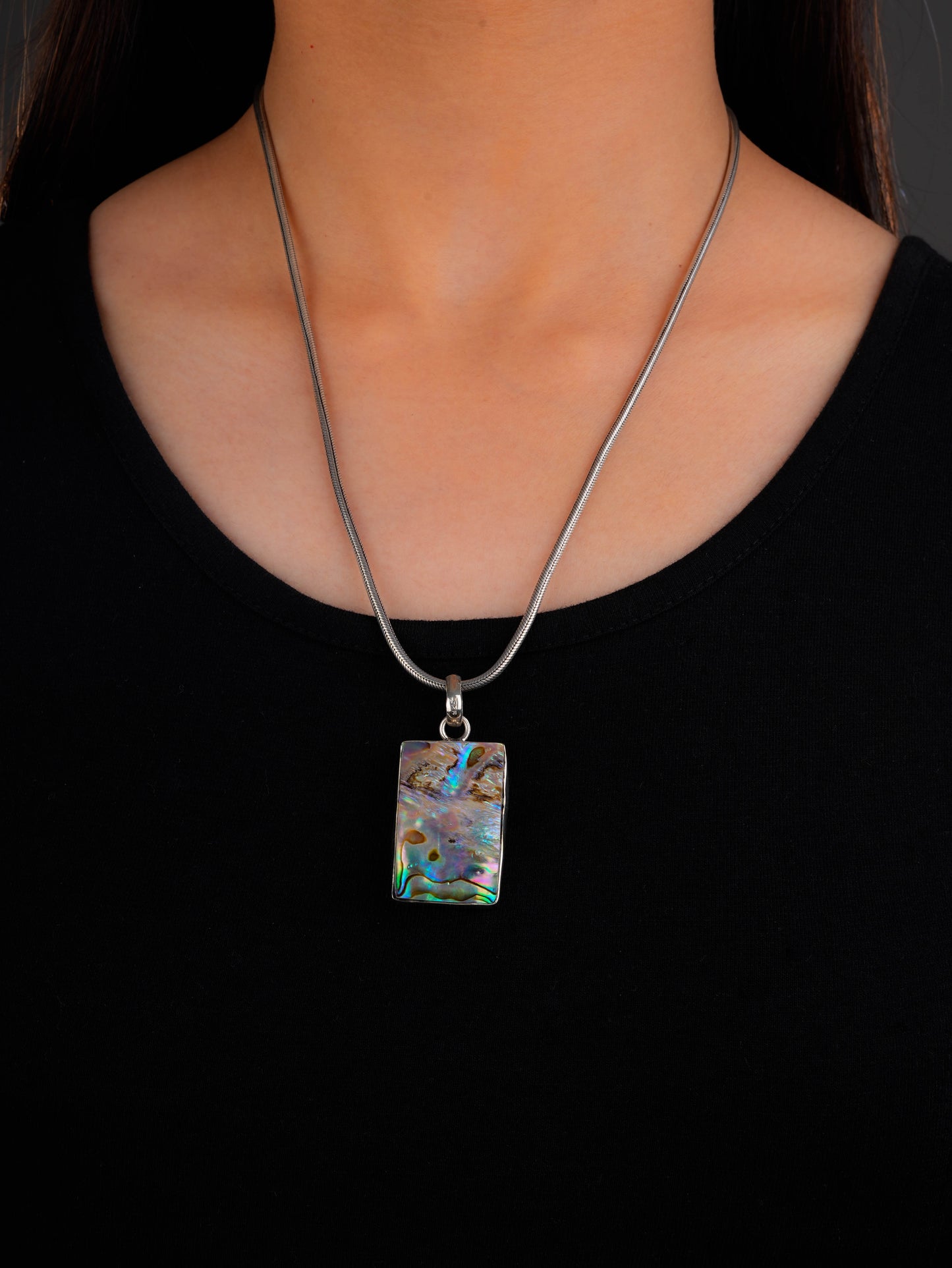 Abalone Rectangle Silver Pendant