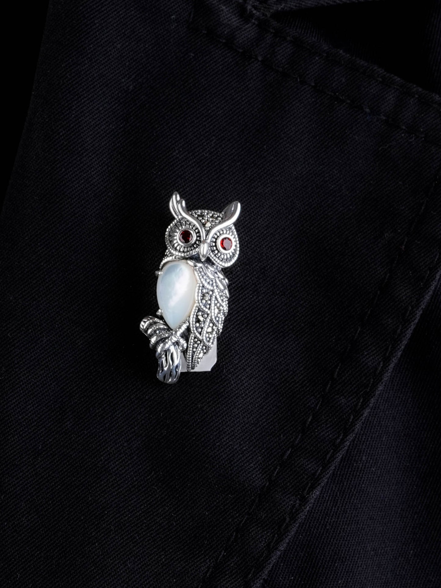Elegant Red-Eyed Marcasite Owl