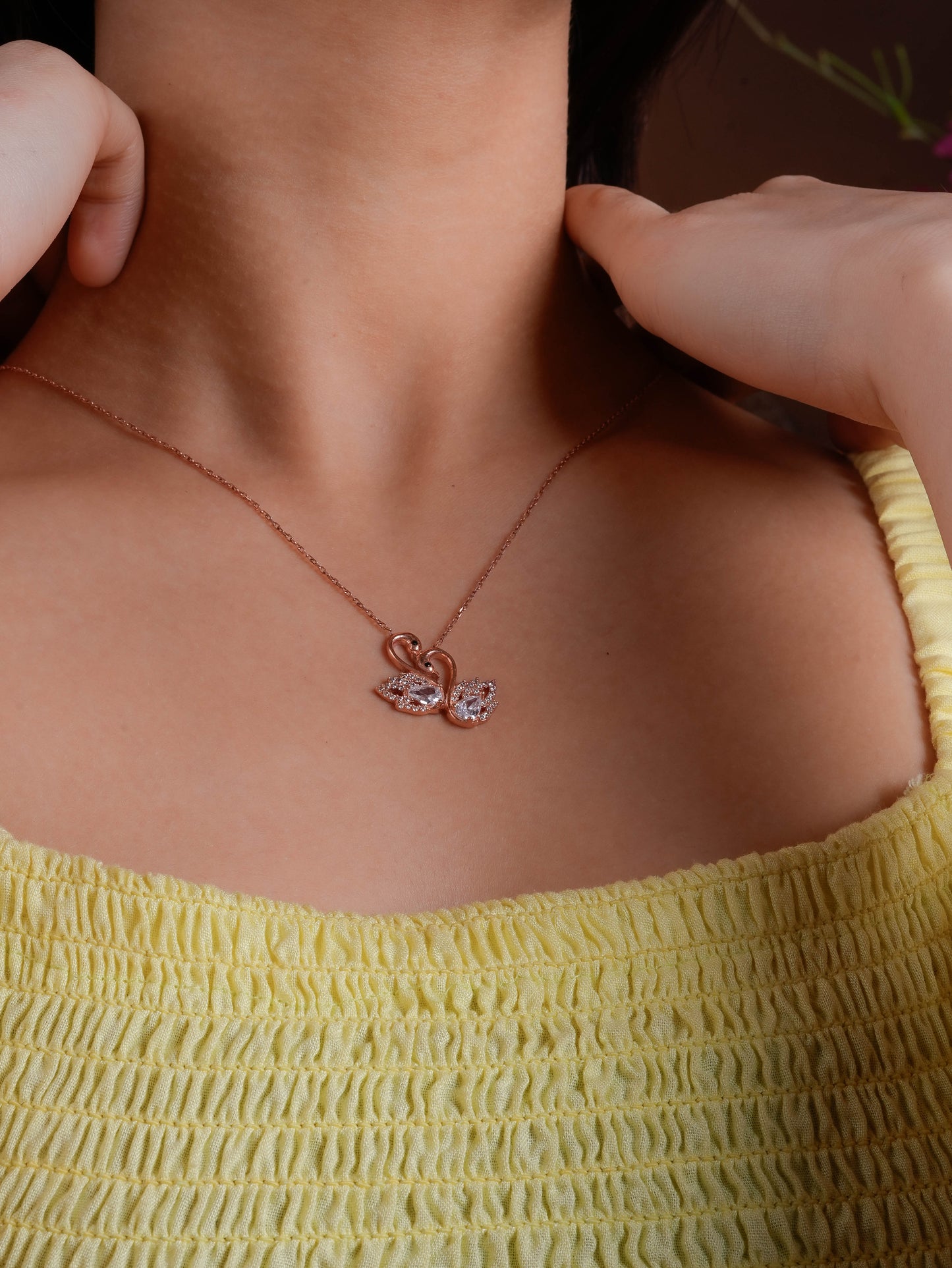 Love Birds Rose Gold Plated Silver Necklace