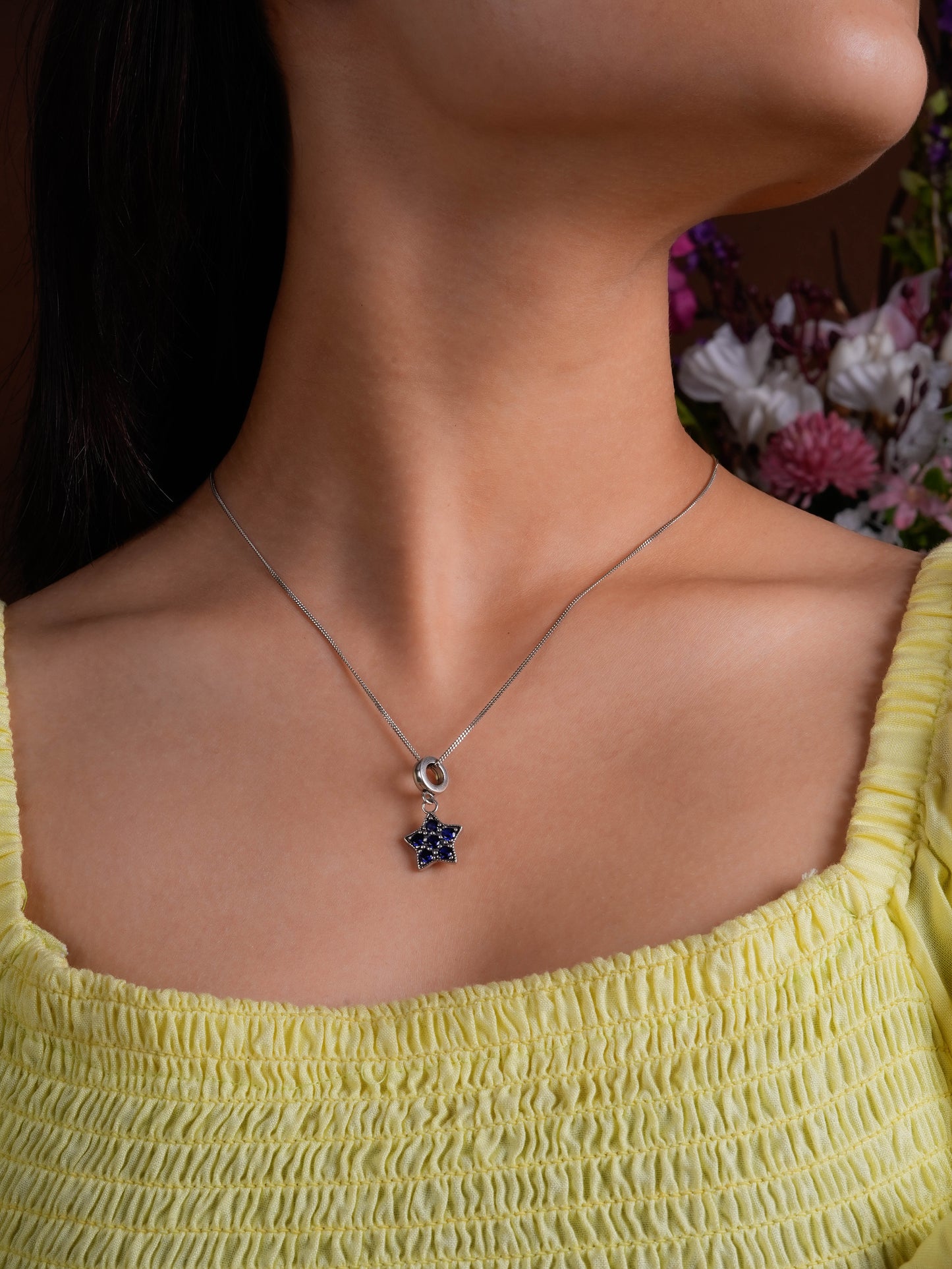Blue Star Silver Pendant Necklace