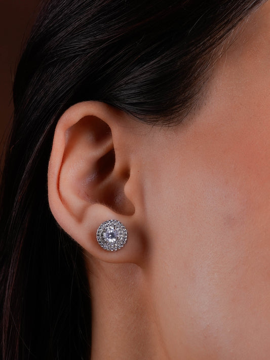 Victorian Style Round Solitaire Studs