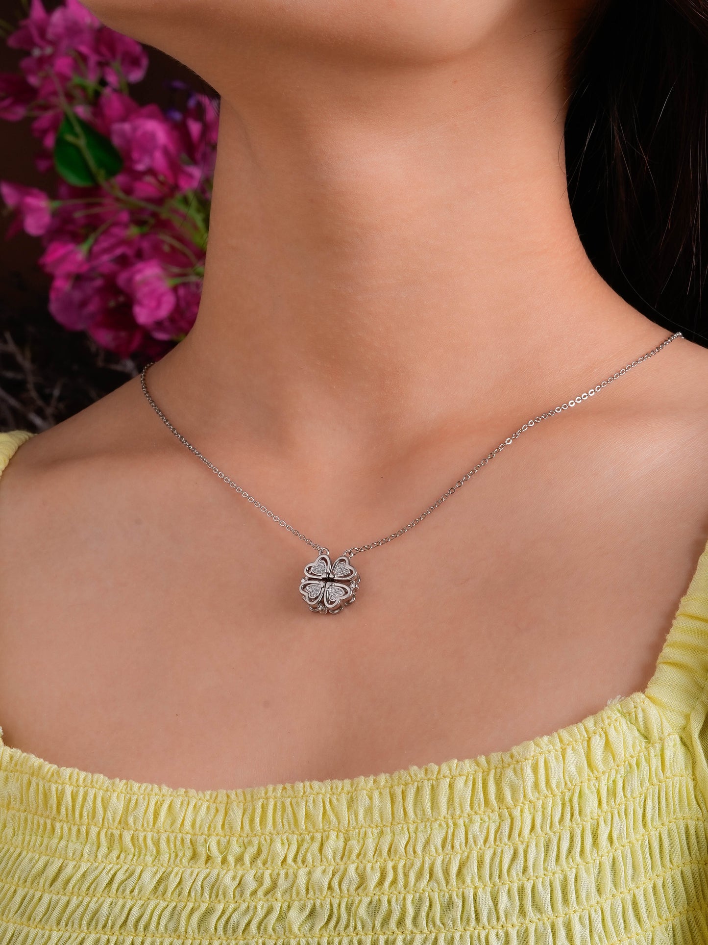 Silver String Of Hearts Necklace
