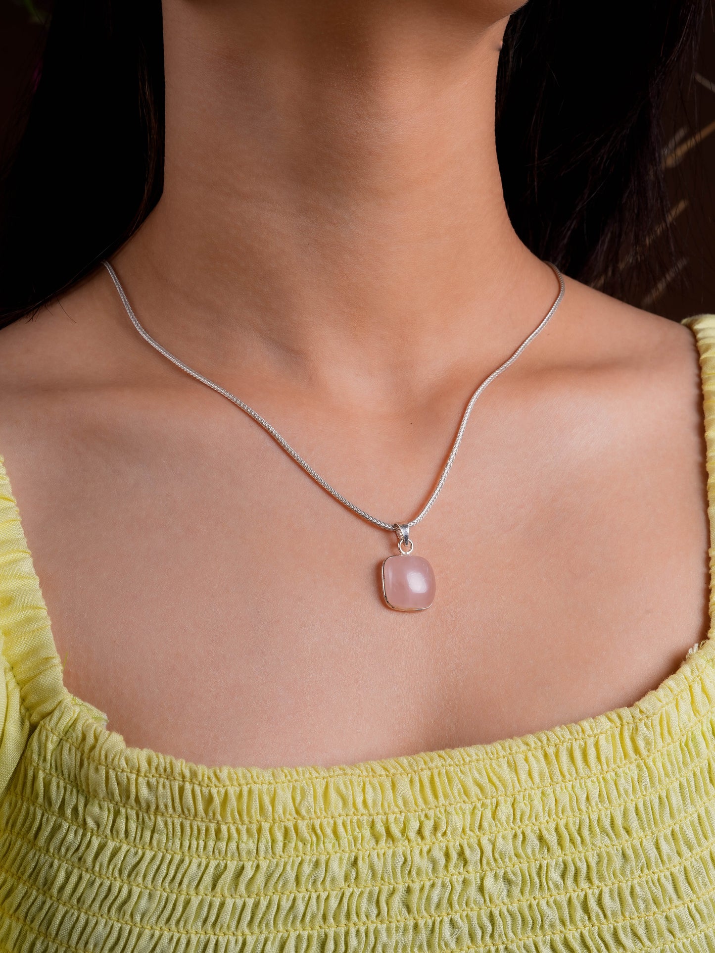 Semiprecious Square Stone Pendants