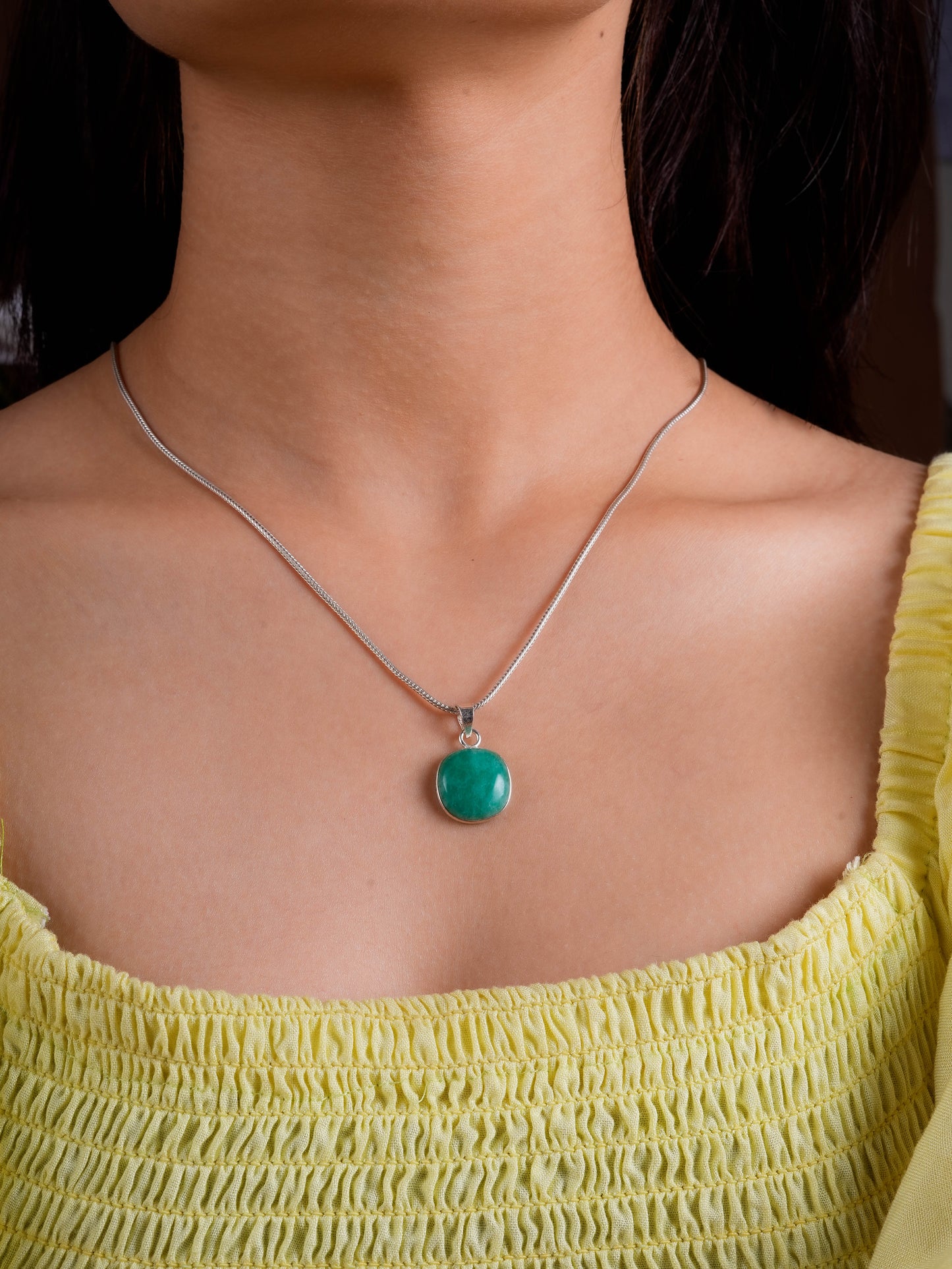 Semiprecious Square Stone Pendants